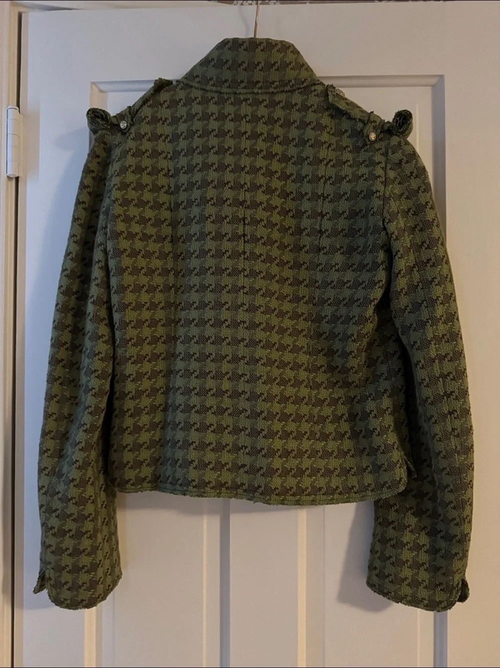 CHANEL Runway Resort 2008 Olive Green Houndstooth Blazer - Karl Lagerfeld